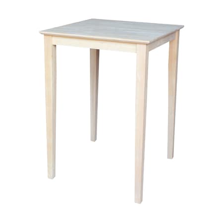 International Concepts Square Solid Wood Top Table, Unfinished, 30 W, 30 L, 42 in H, Wood, Unfinished K-3030-42S